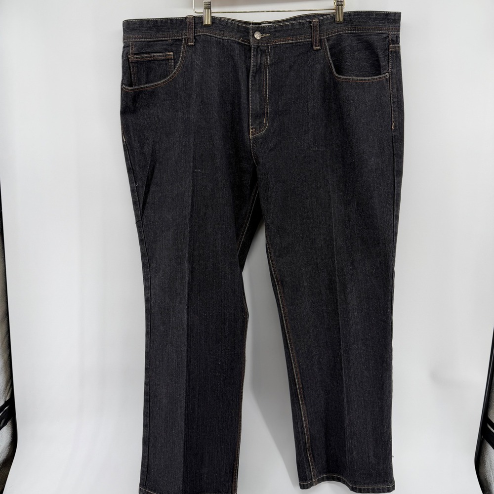 Ablanche New York Mens Black Denim Straight Leg Jeans 50x32 Dark Wash Cotton
